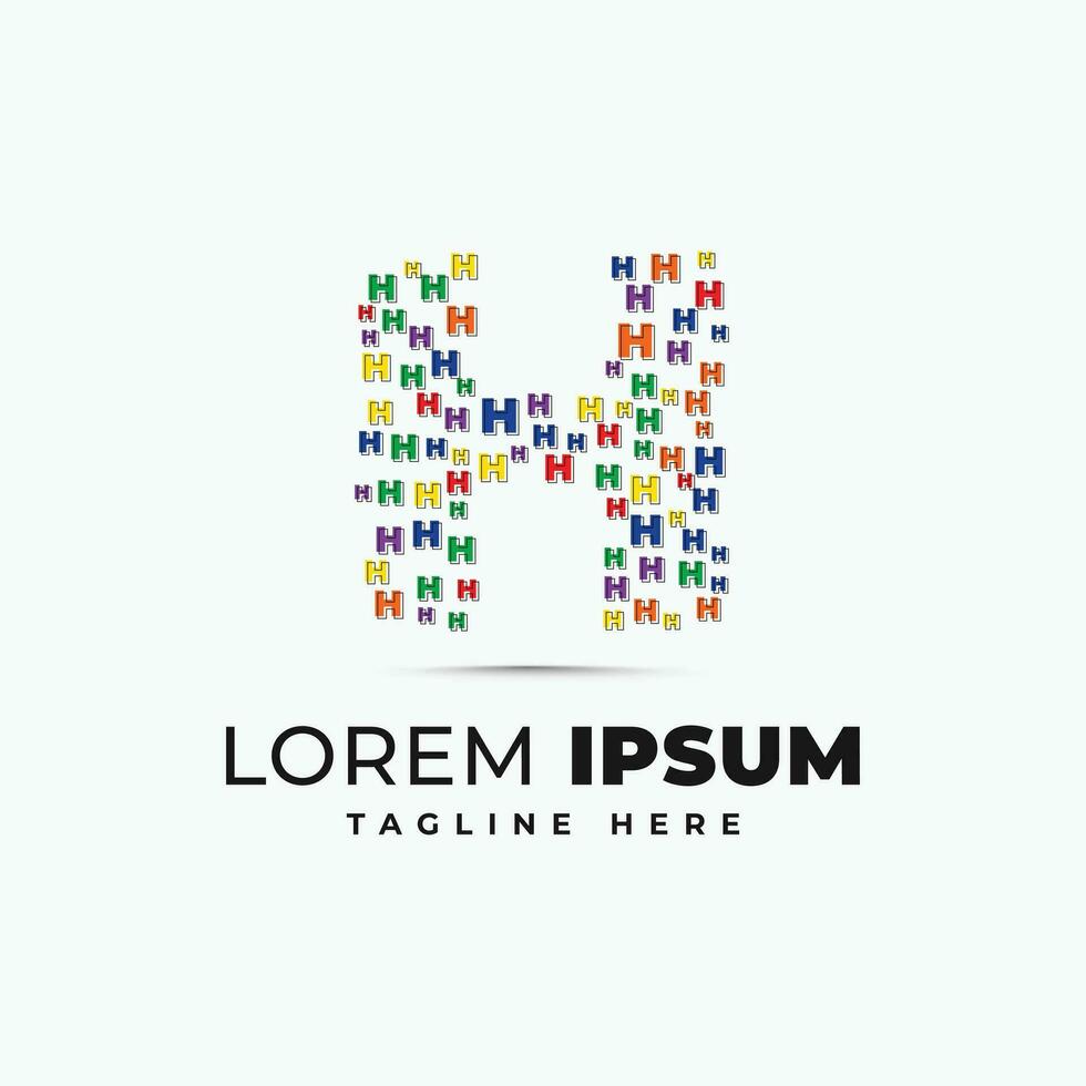 Letter h logo design template with colorful alphabet b vector