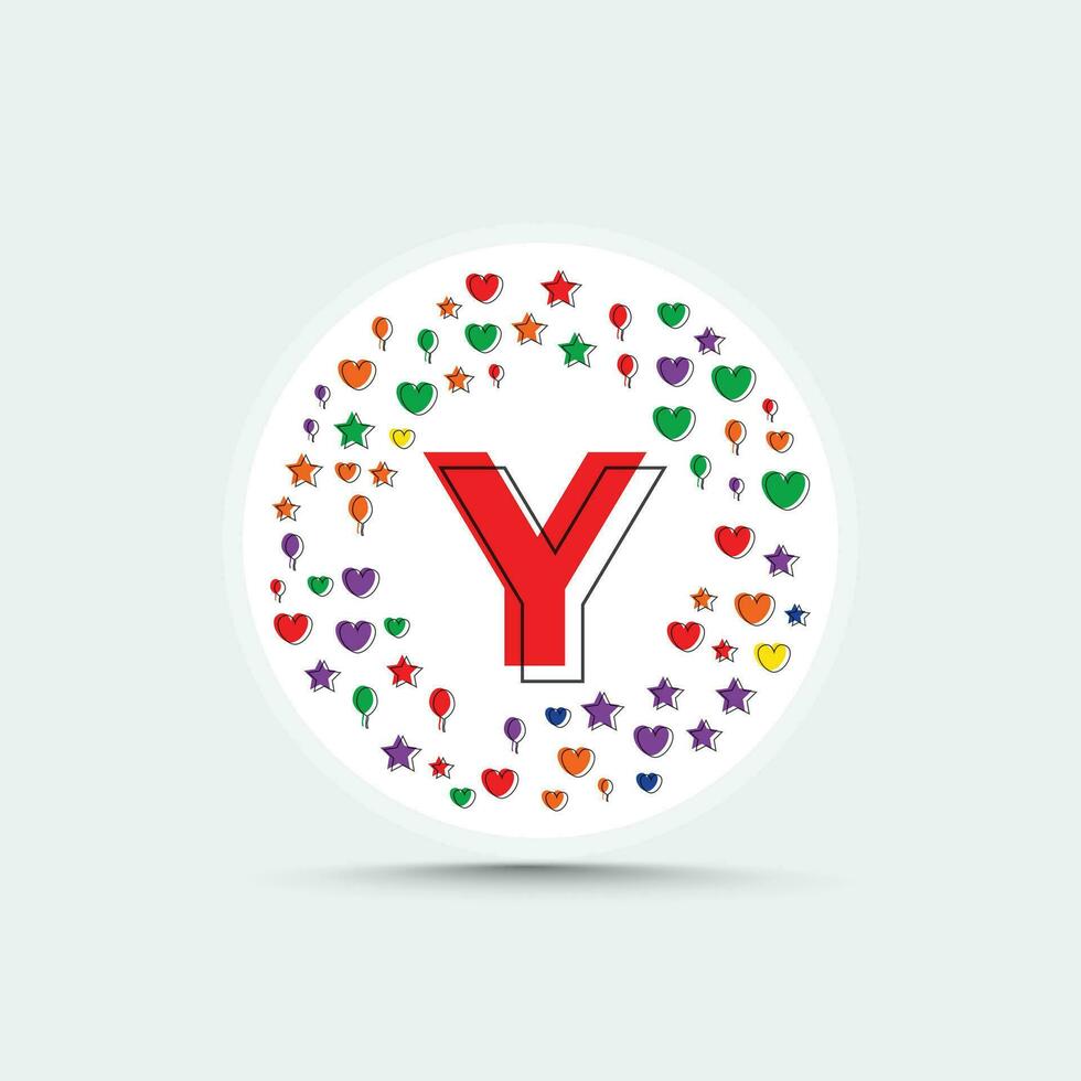 Letter y logo design template with colorful love heart star and balloon vector