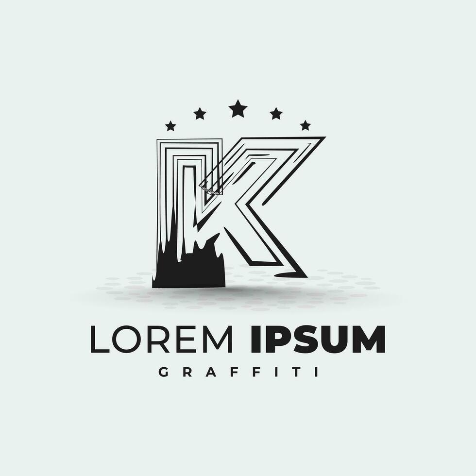 Letter black graffiti logo template with 5 stars vector