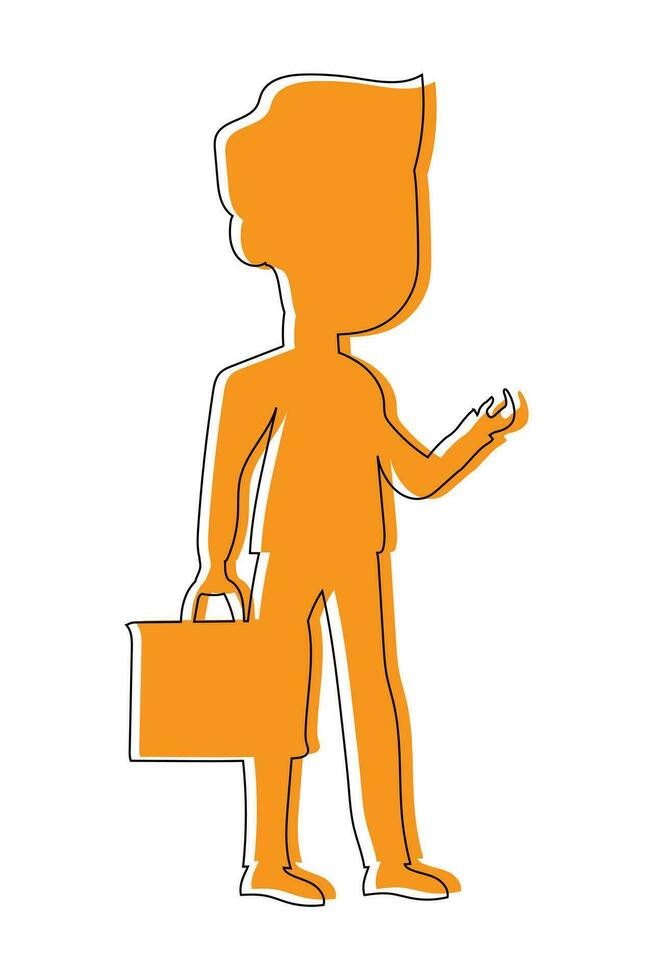 Young orange business character flat design with outline vector illustration