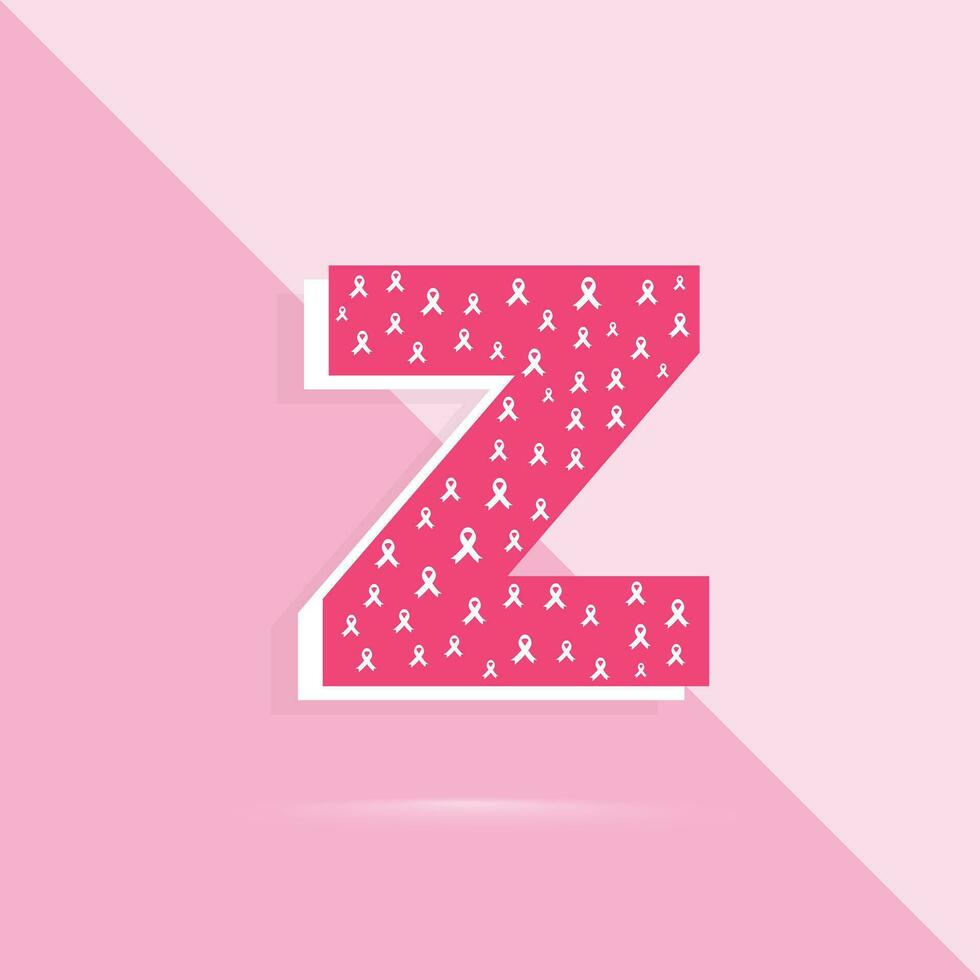 Pink color letter z logo and icon for breast cancer awareness month vector