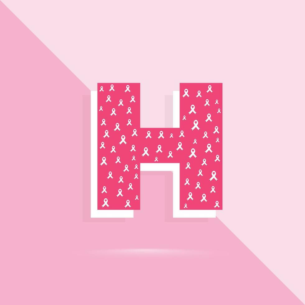 rosado color letra h logo y icono para pecho cáncer conciencia mes vector