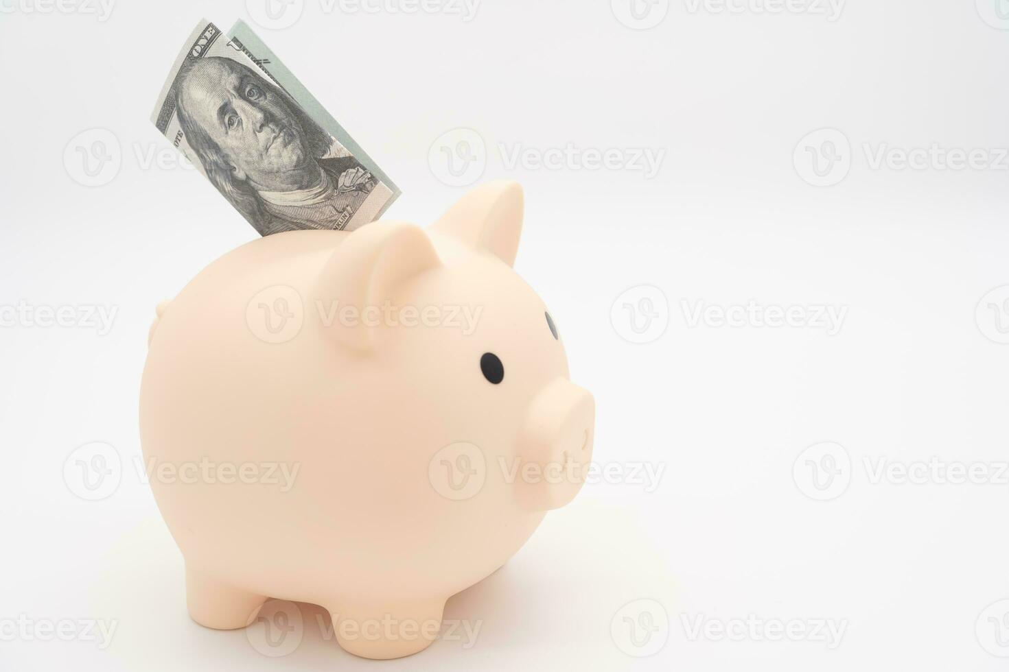 Hand putting money to piggy bank. Space for text. saving money for future plan and retirement fund, Business or finance saving show putting coin saving and investment. photo