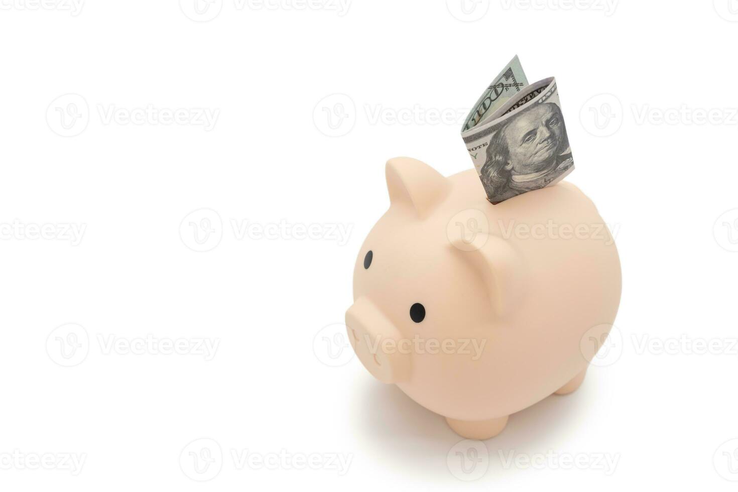 Hand putting money to piggy bank. Space for text. saving money for future plan and retirement fund, Business or finance saving show putting coin saving and investment. photo