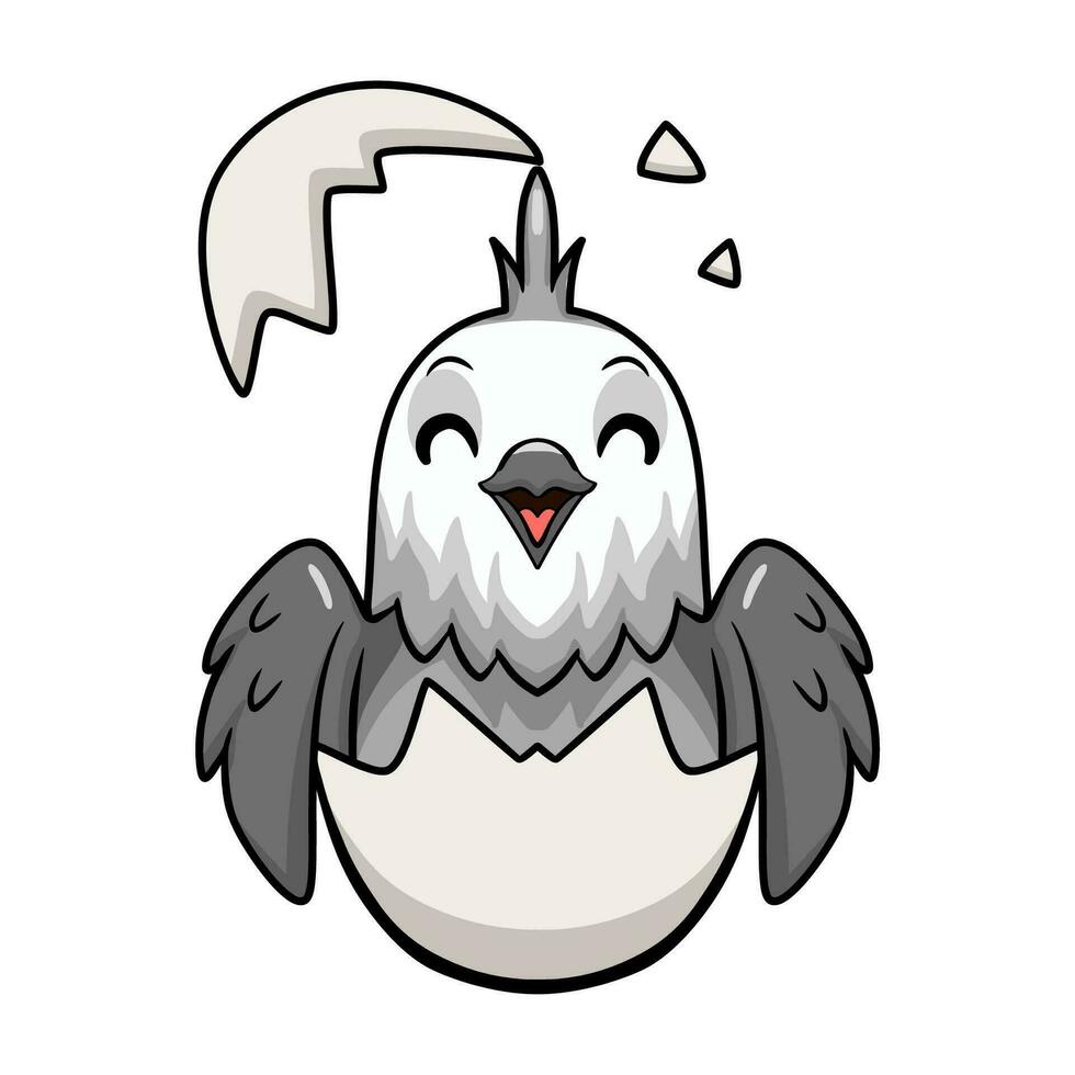 linda cara blanca cacatúa pájaro dibujos animados dentro desde huevo vector