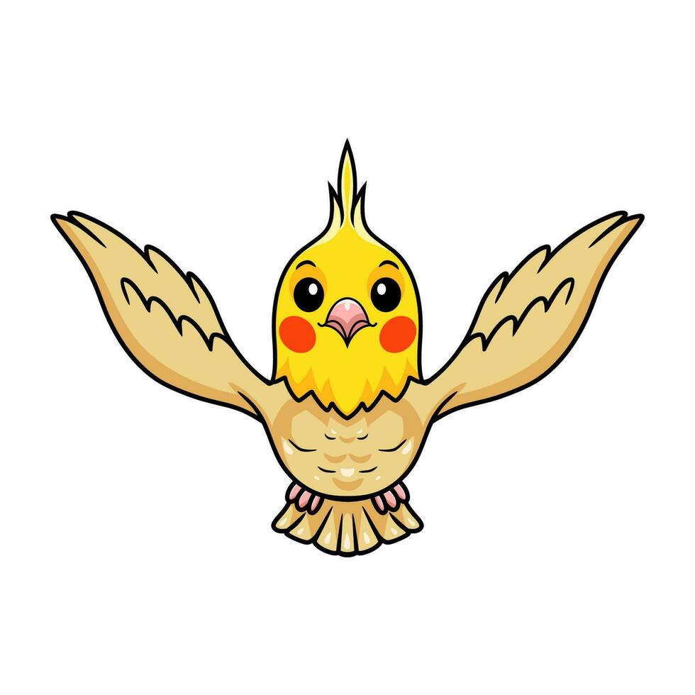 Cute lutino cockatiel bird cartoon vector