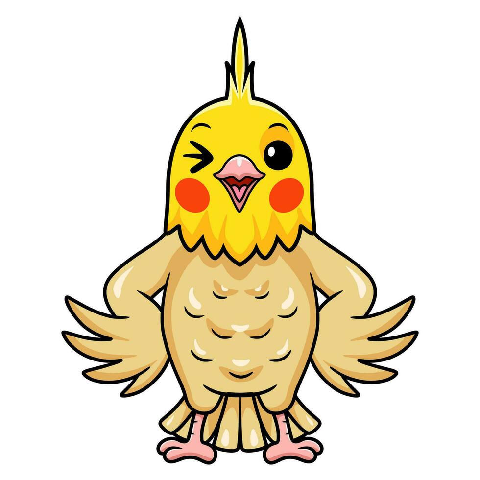 Cute lutino cockatiel bird cartoon vector