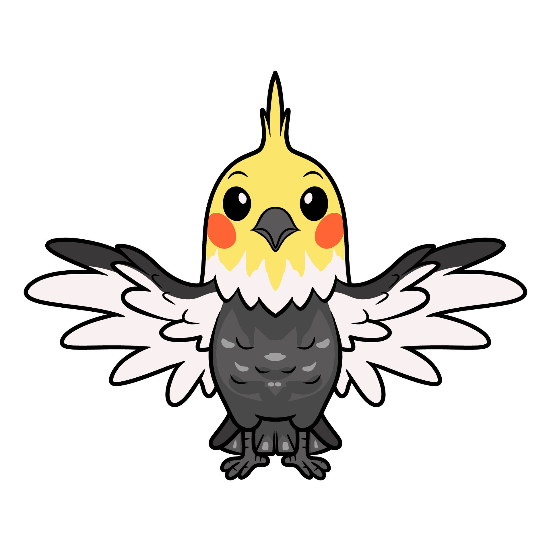 Cute gray cockatiel bird cartoon 27390755 Vector Art at Vecteezy