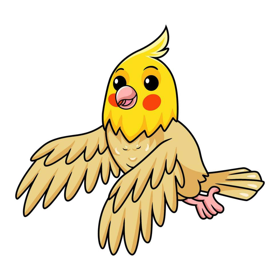 Cute lutino cockatiel bird cartoon vector