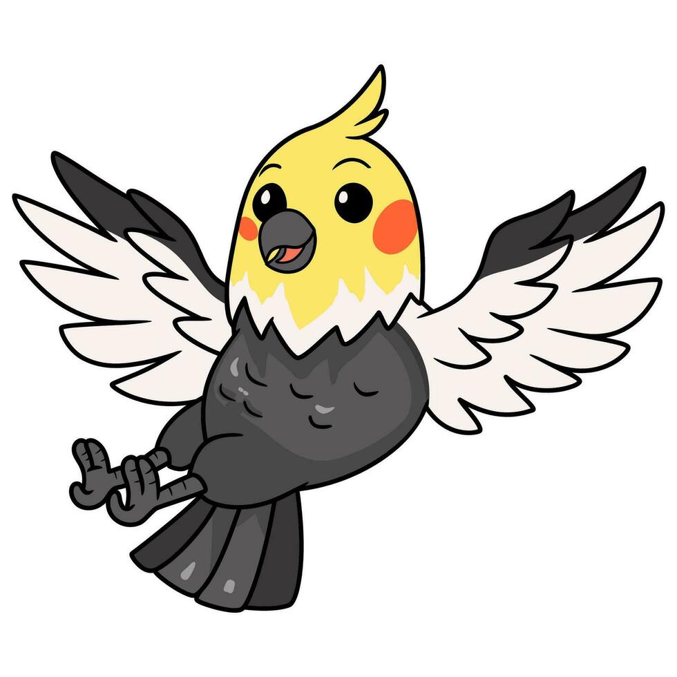 Cute gray cockatiel bird cartoon vector