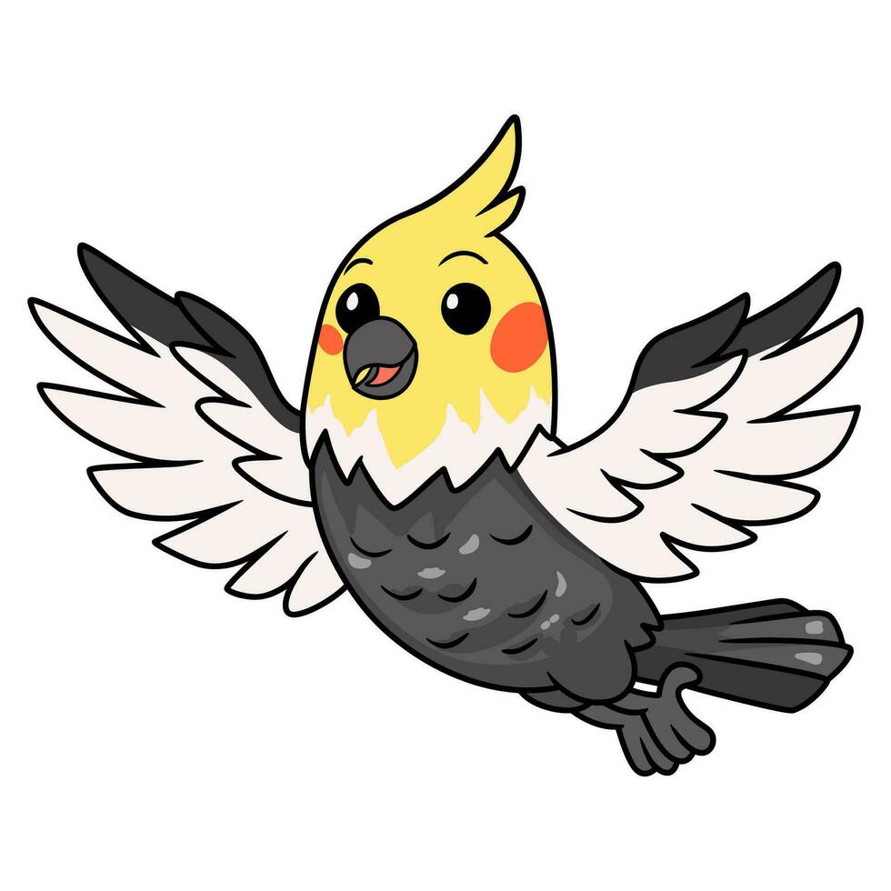 Cute gray cockatiel bird cartoon vector