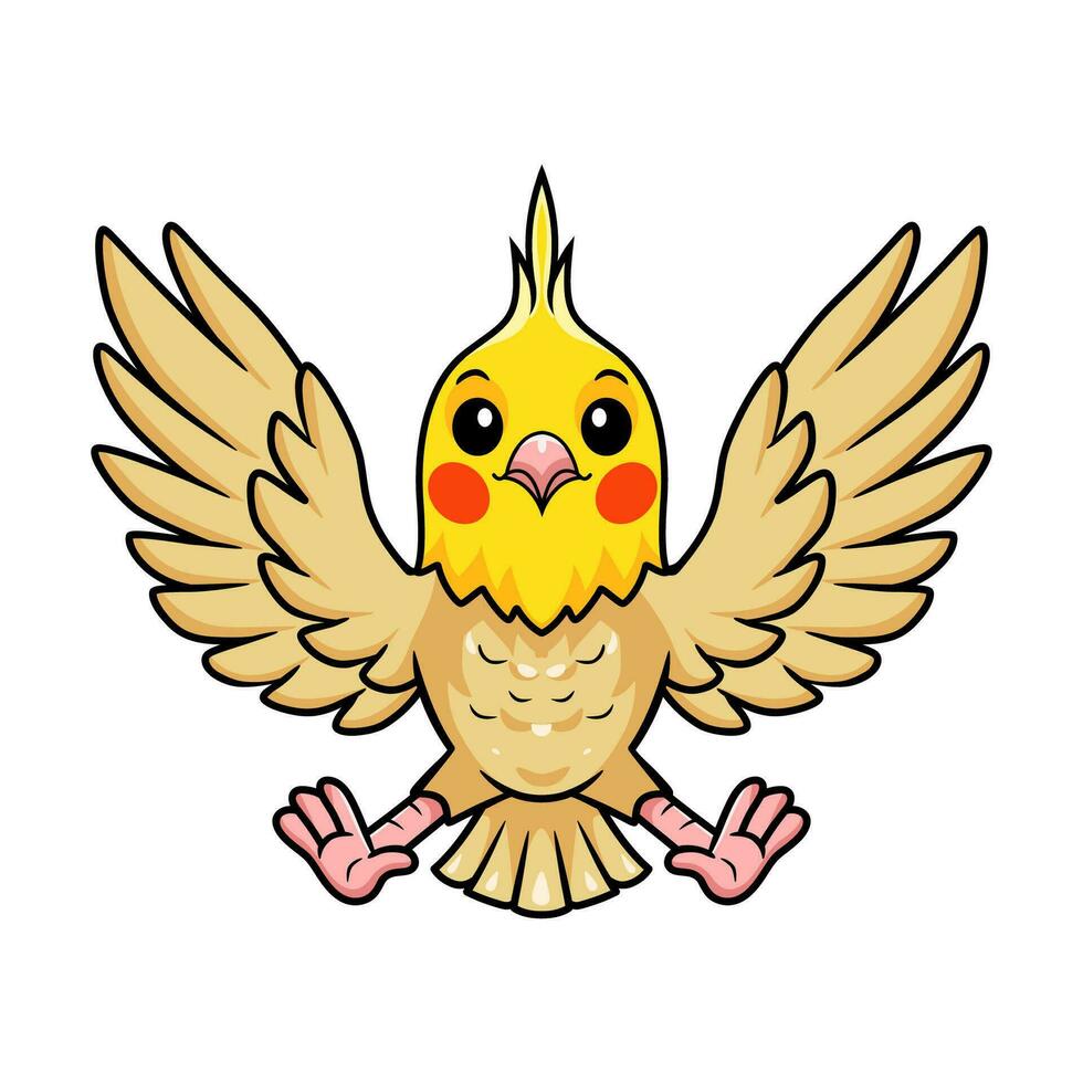 Cute lutino cockatiel bird cartoon vector