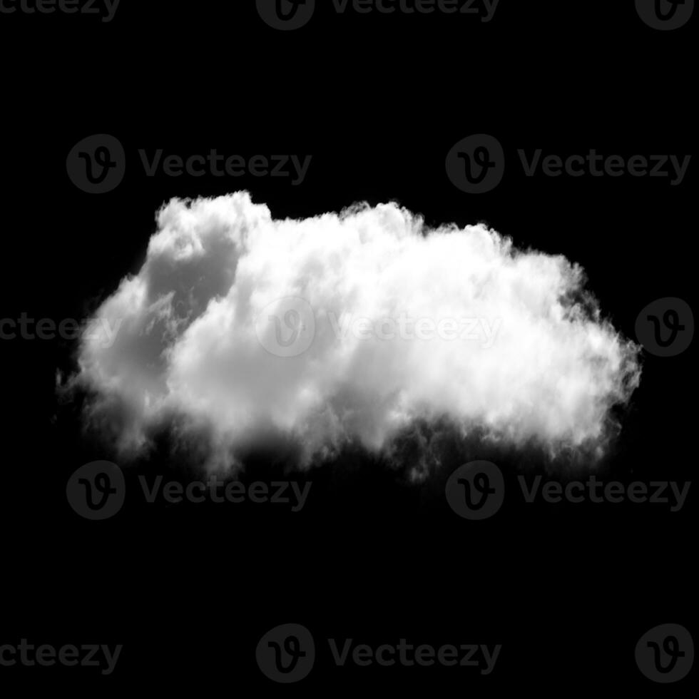 White fluffy cloud isolated over black background photo