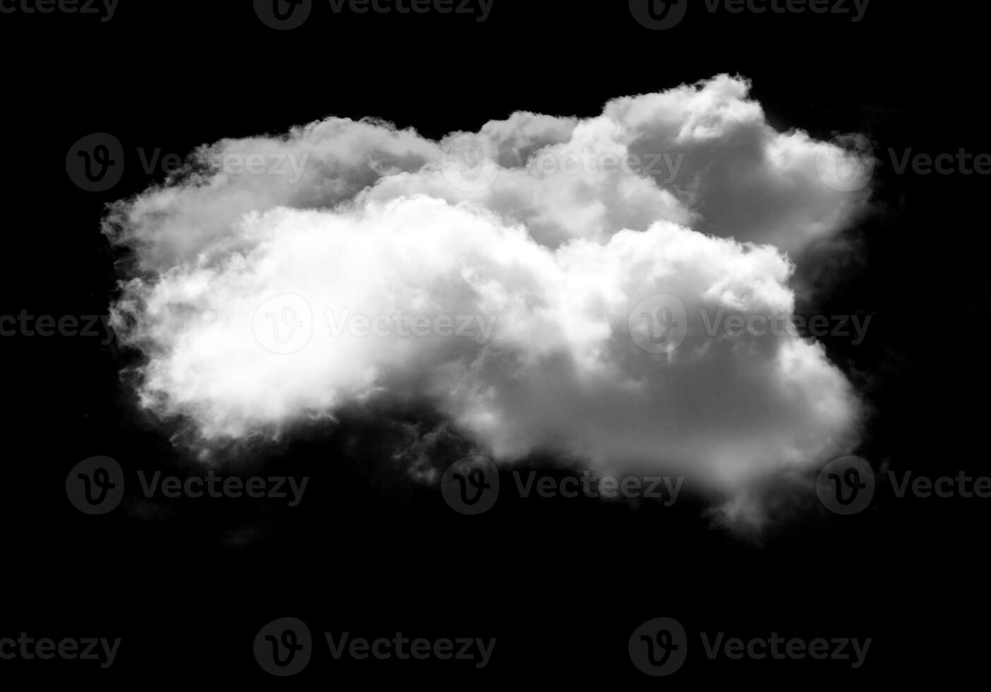 Realistic cloud shape isolated over black background photo