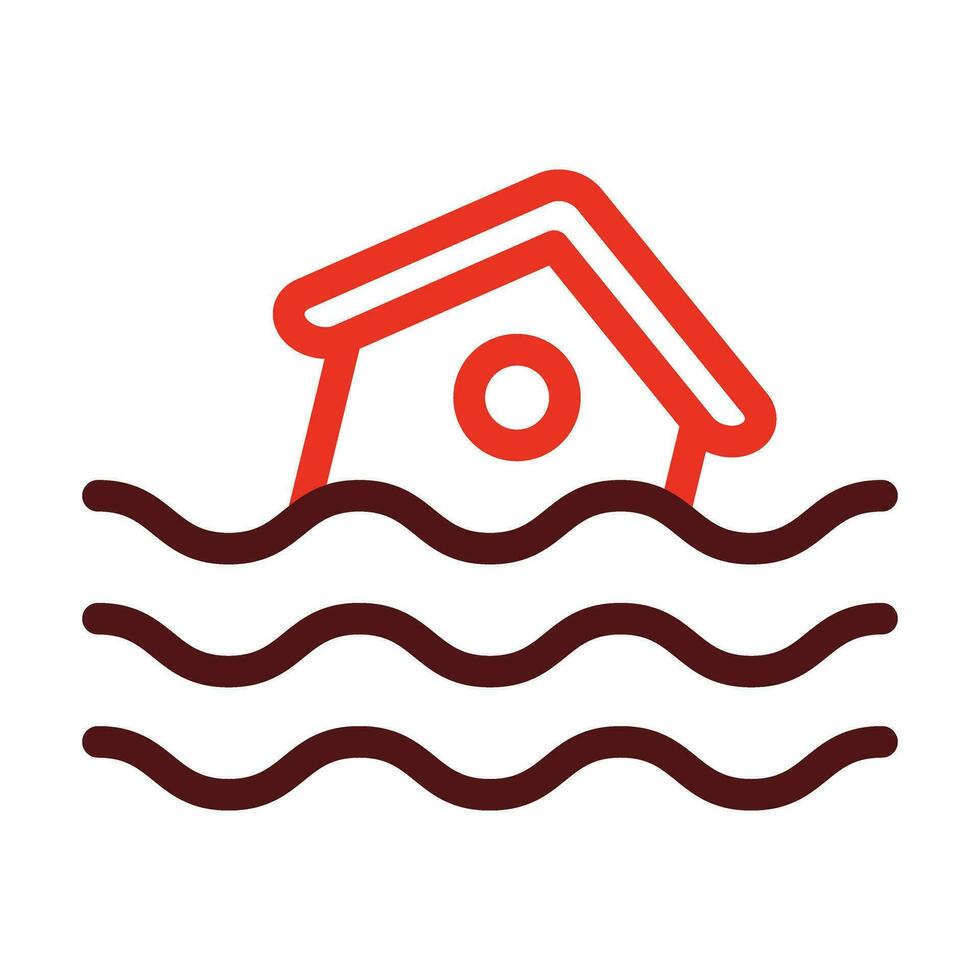 Flood Thick Line Two Color Icons For Personal And Commercial Use. vector