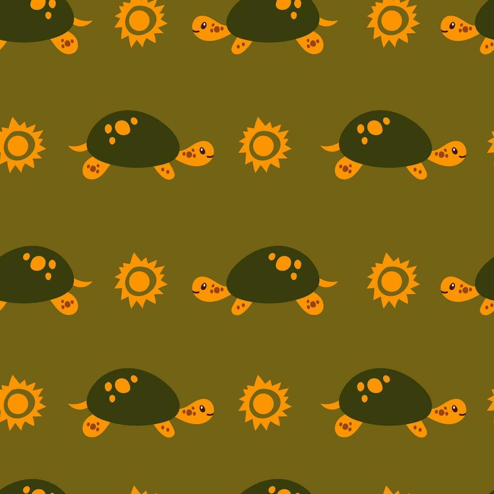 Childish seamless pattern with tortoise vector