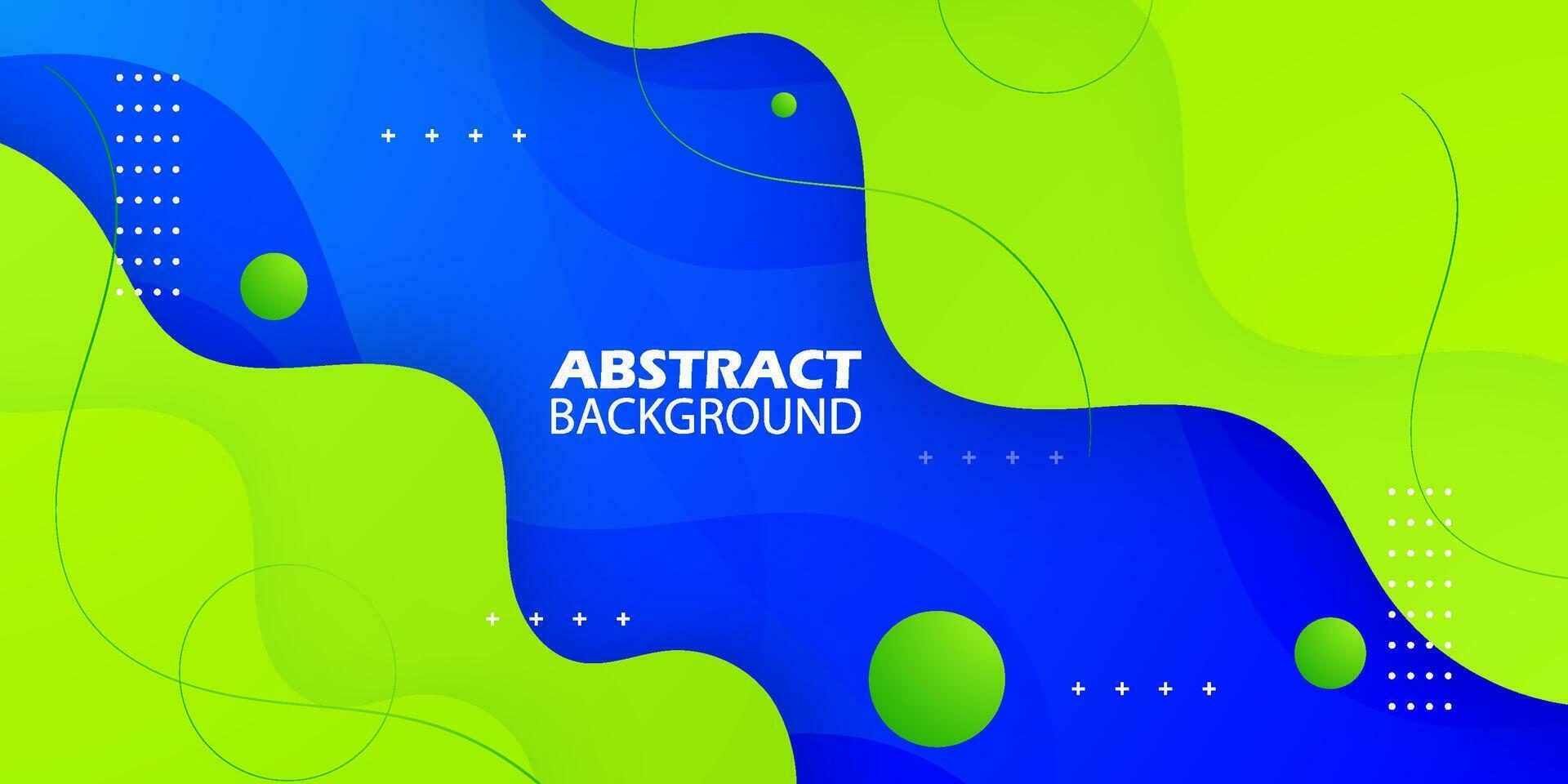 Blue and green geometric business banner design. Creative banner design with wave shapes and lines for template. Simple design on blue horizontal banner. Eps10 vector