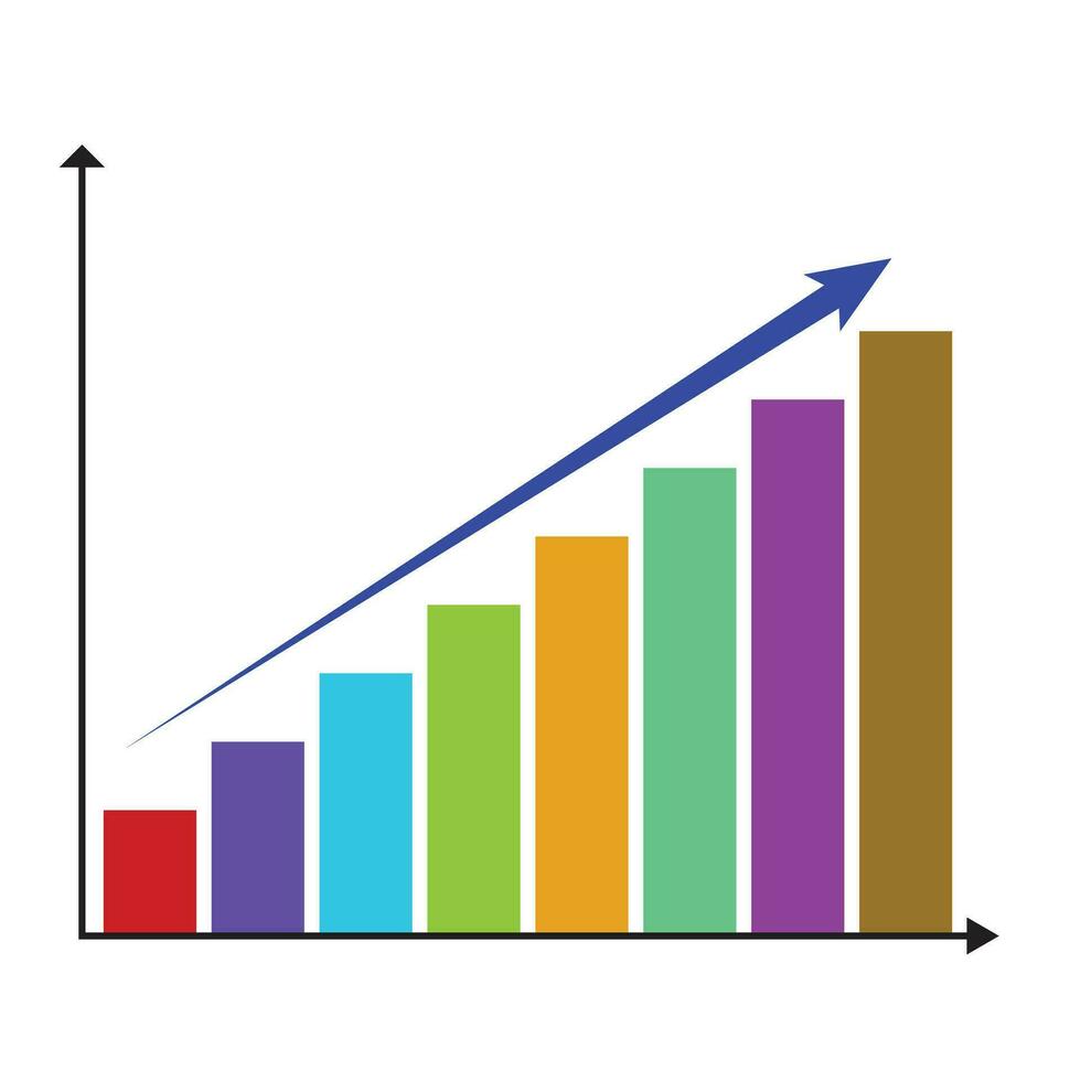 Growth color chart graphic. Infochart analysis statistic, report plan diagram, vector illustration