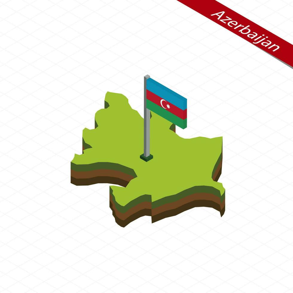 Azerbaijan Isometric map and flag. Vector Illustration.