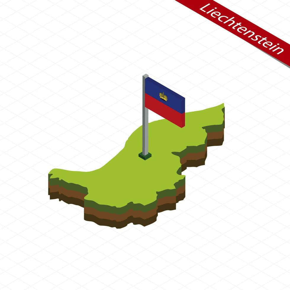 Liechtenstein Isometric map and flag. Vector Illustration.