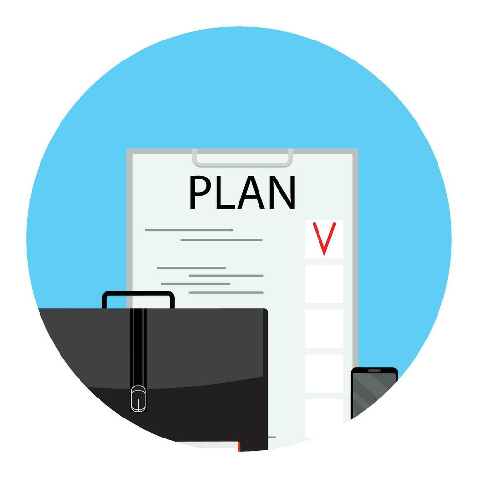 Business plan and project, planning process idea, vector illustration