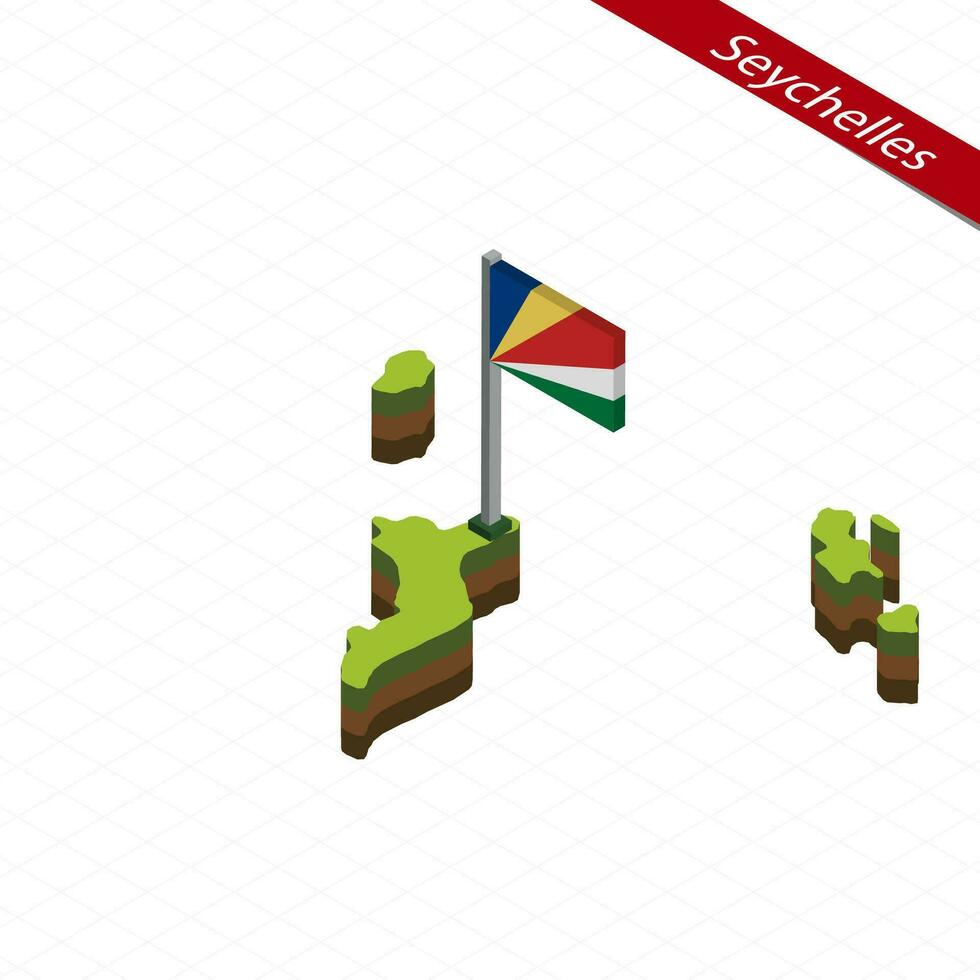 Seychelles Isometric map and flag. Vector Illustration.