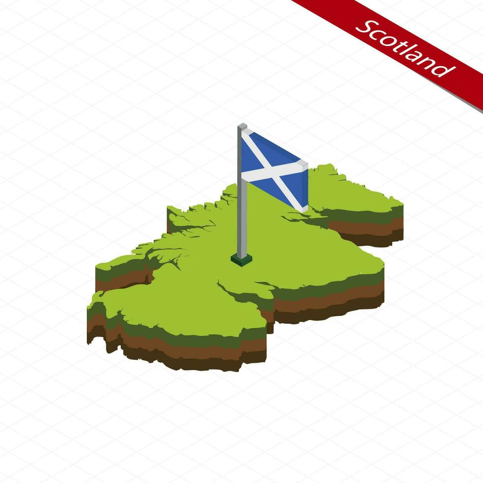 Scotland Isometric map and flag. Vector Illustration.