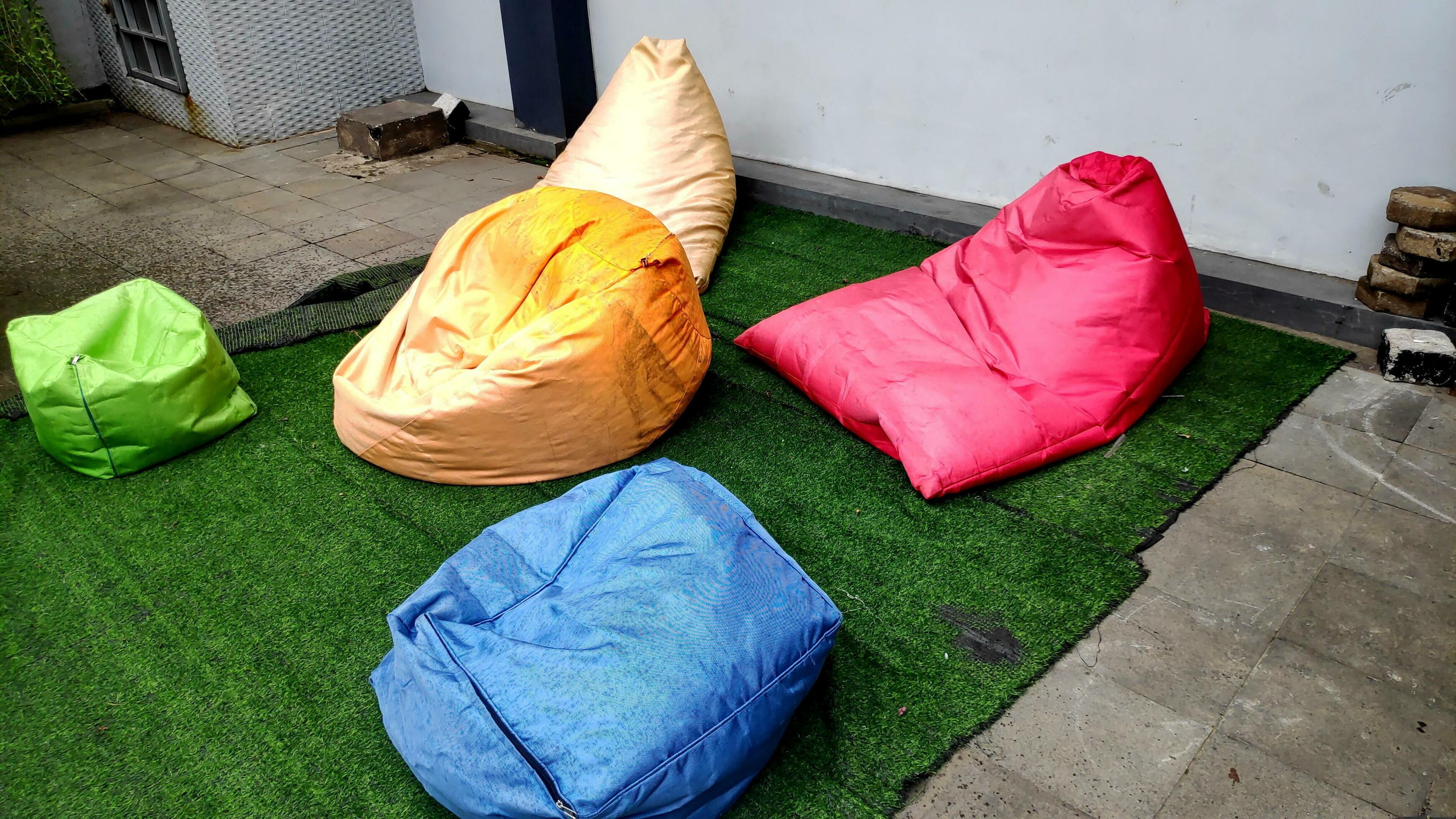 Bean Bag is a chair filled with styrofoam beads and without a frame  27391600 Stock Photo at Vecteezy