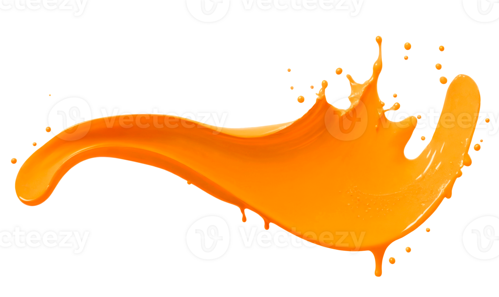 Orange color paint splash isolated on transparent background. AI Generative png