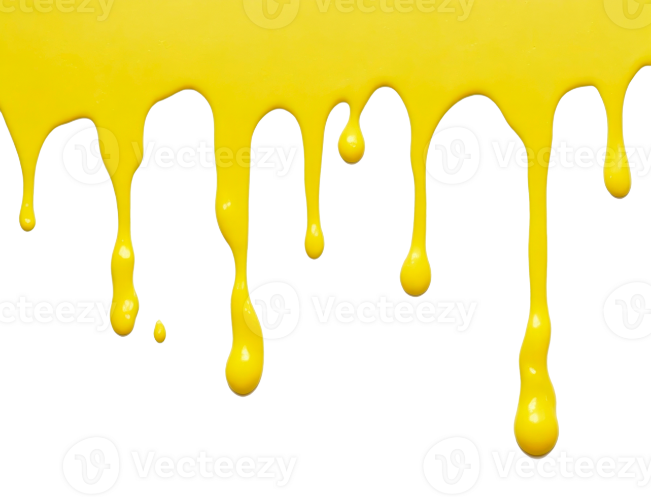 Yellow paint drips border isolated on a transparent background. AI Generative png