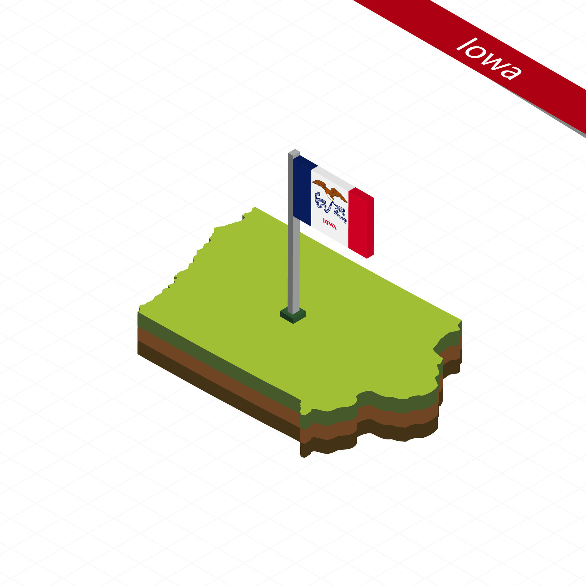 Iowa Isometric map and flag. Vector Illustration. 27391993 Vector Art