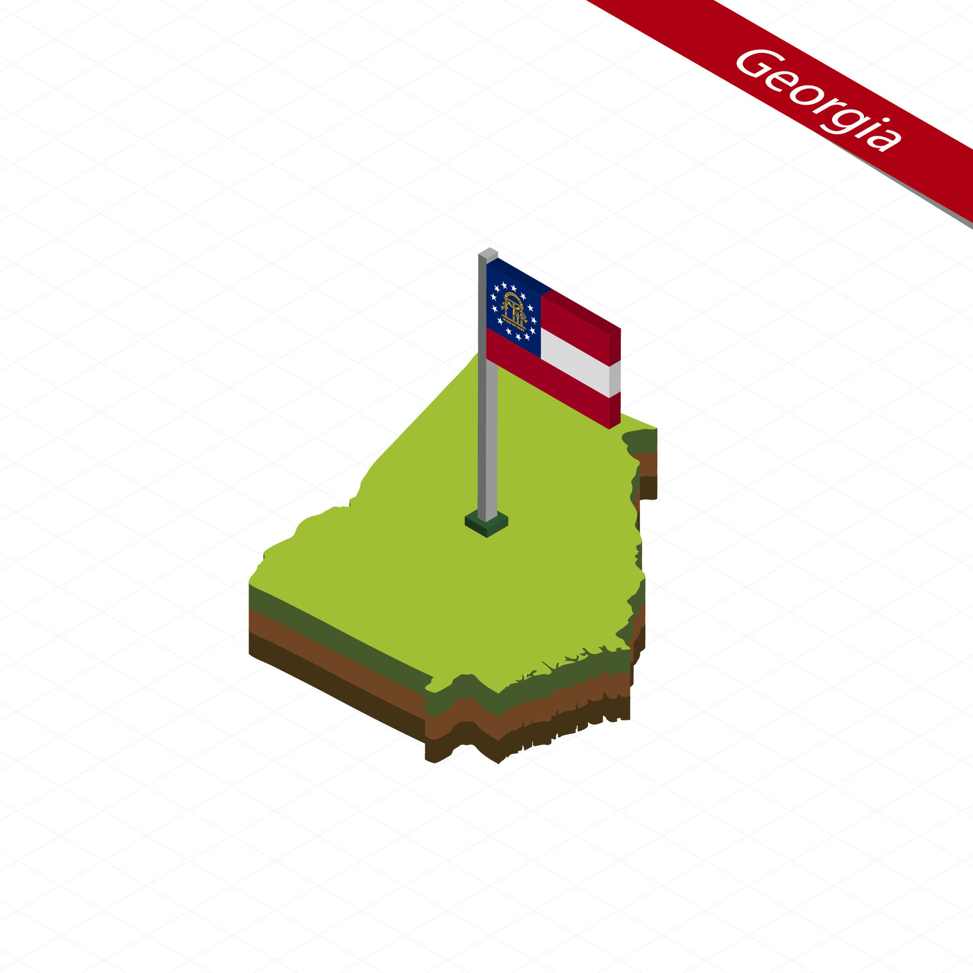 Georgia Isometric map and flag. Vector Illustration. 27392002 Vector