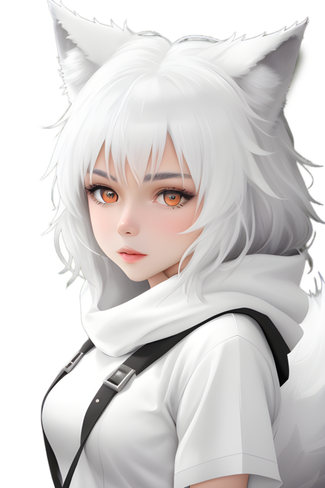 White Fox Demon on Transparent Background By Ai Generator png