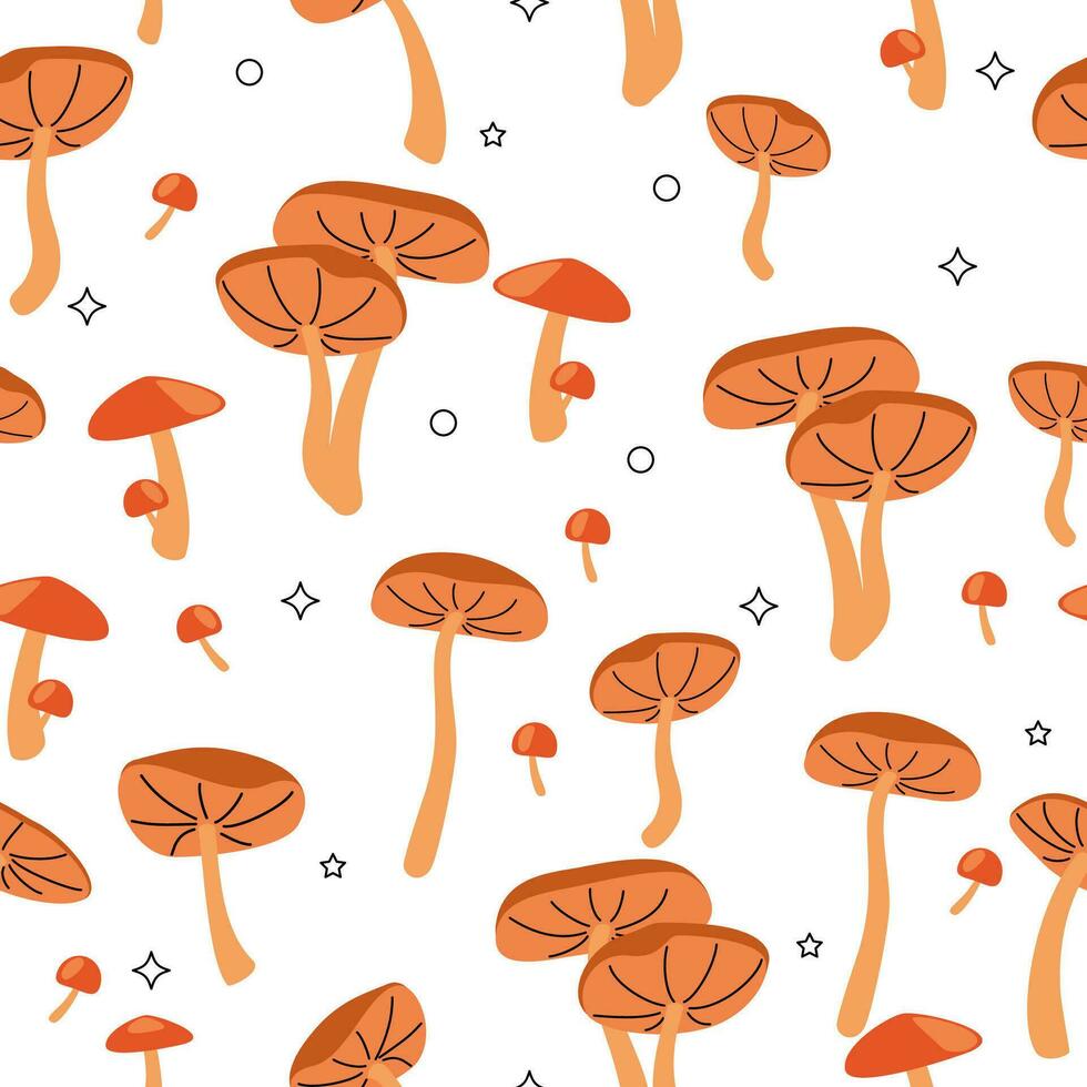 Seamless pattern with autumn mushrooms. Vector illustration.