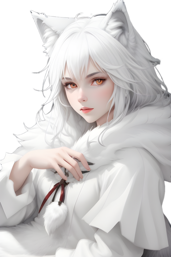 White Fox Demon on Transparent Background By Ai Generator png