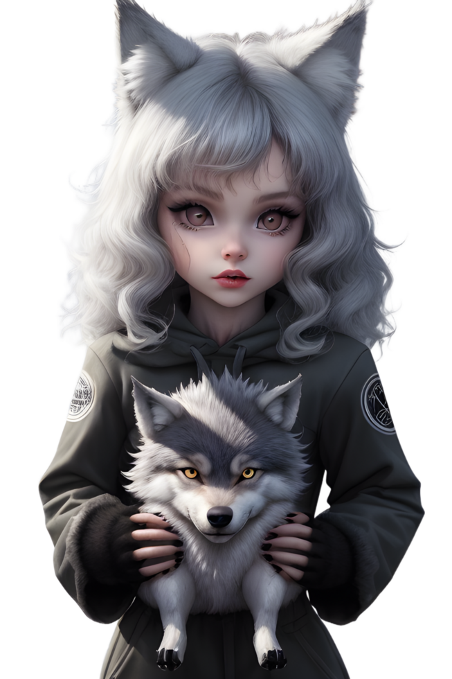 White Fox Demon on Transparent Background By Ai Generator png