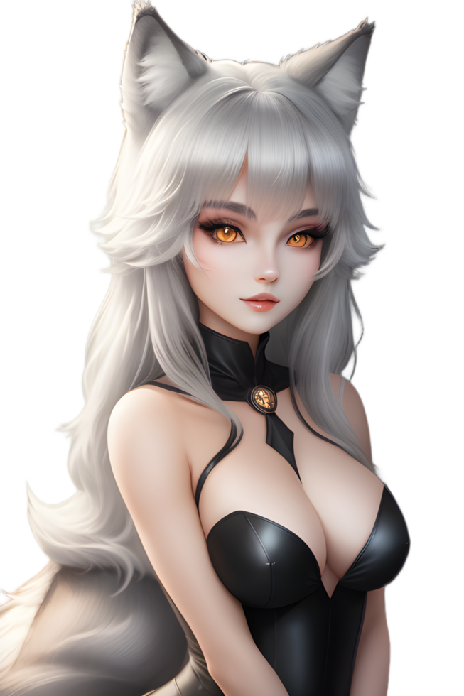 White Fox Demon on Transparent Background By Ai Generator png