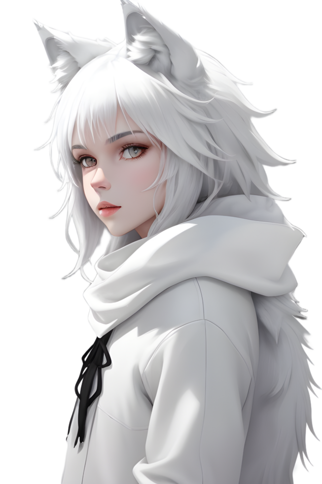 White Fox Demon on Transparent Background By Ai Generator png