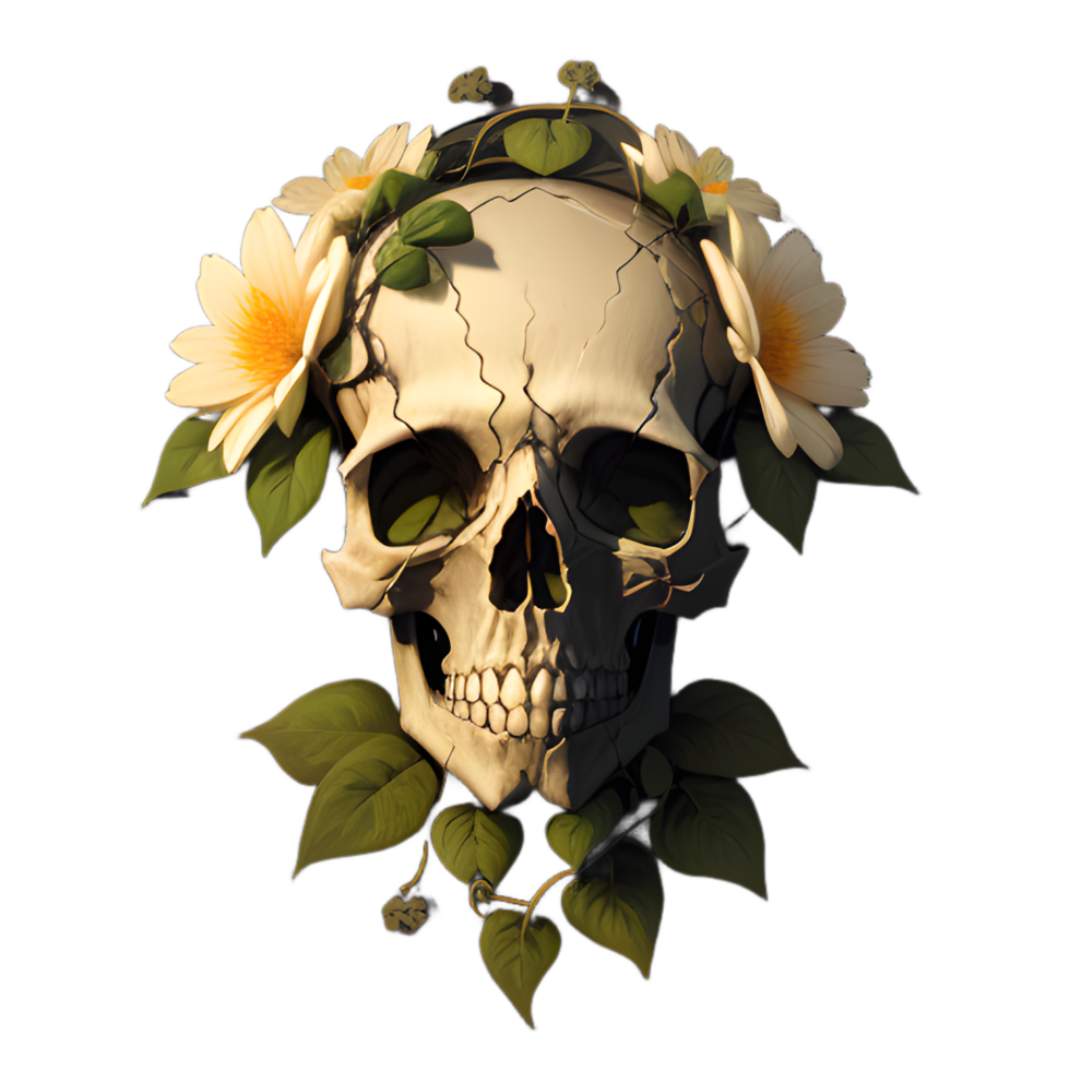 ai generative skull vine flower png