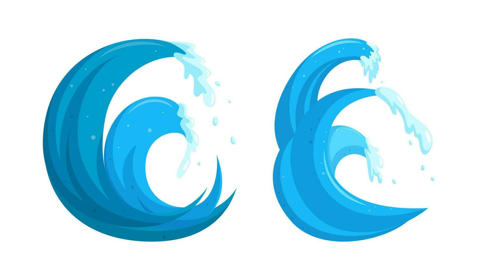 Flood waves logos. Tsinami swirling storm wave isolated in white background. Vector illustration