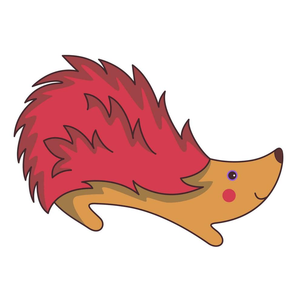 Hedgehog on white background. Vector in cartoon style