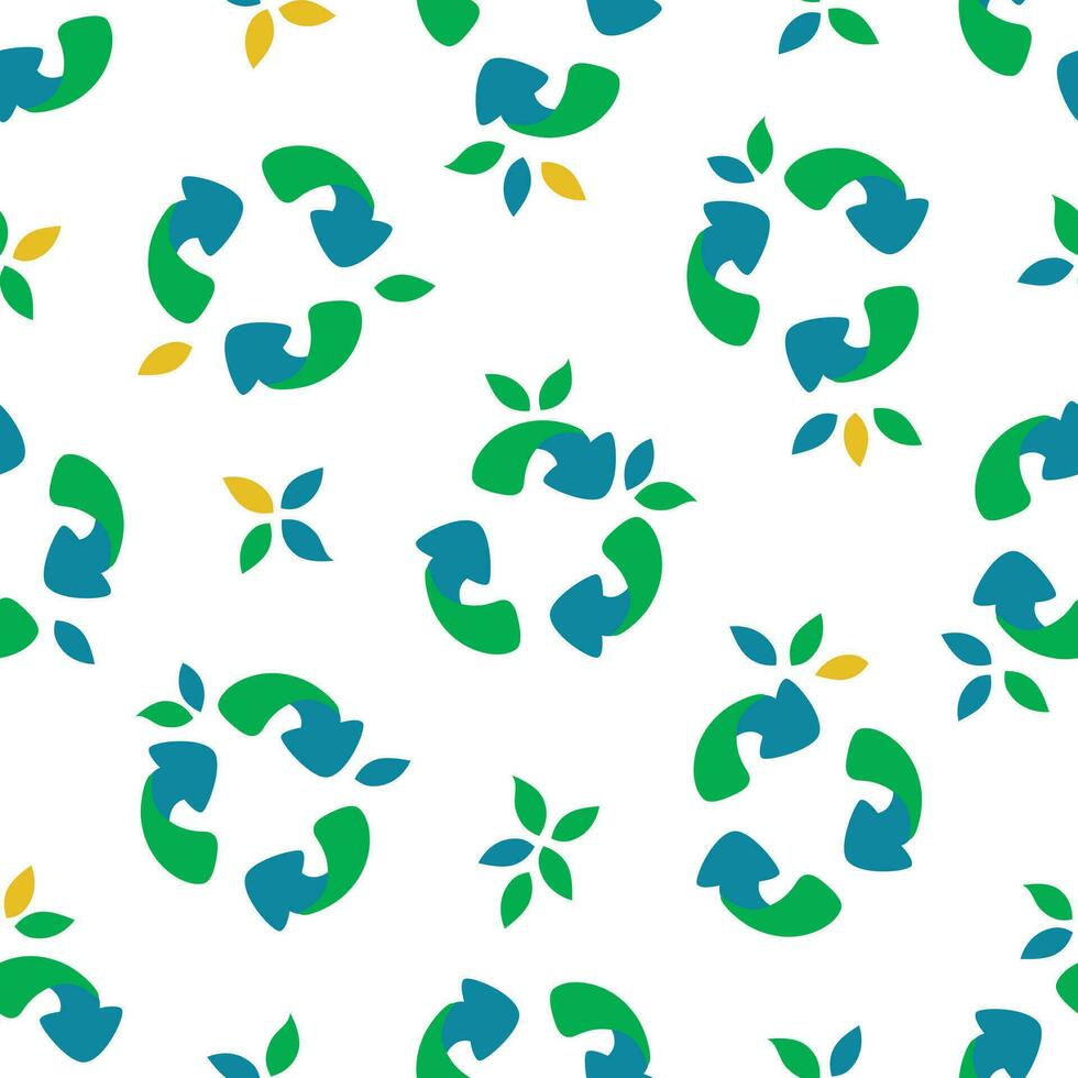Seamless pattern with symbol of recycling. Vector illustration