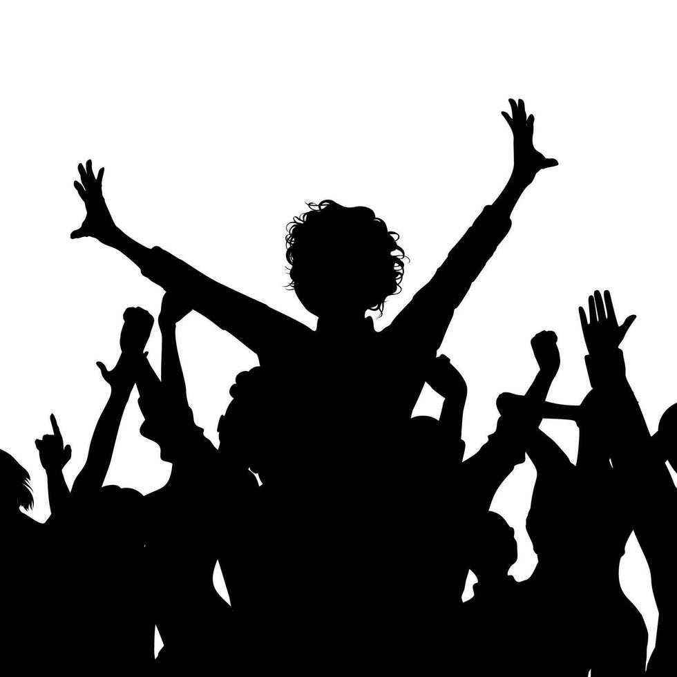 silhouette of a party audience in black on white vector