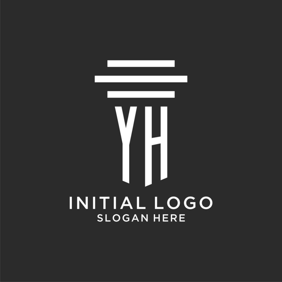 yh iniciales con sencillo pilar logo diseño, creativo legal firma logo vector