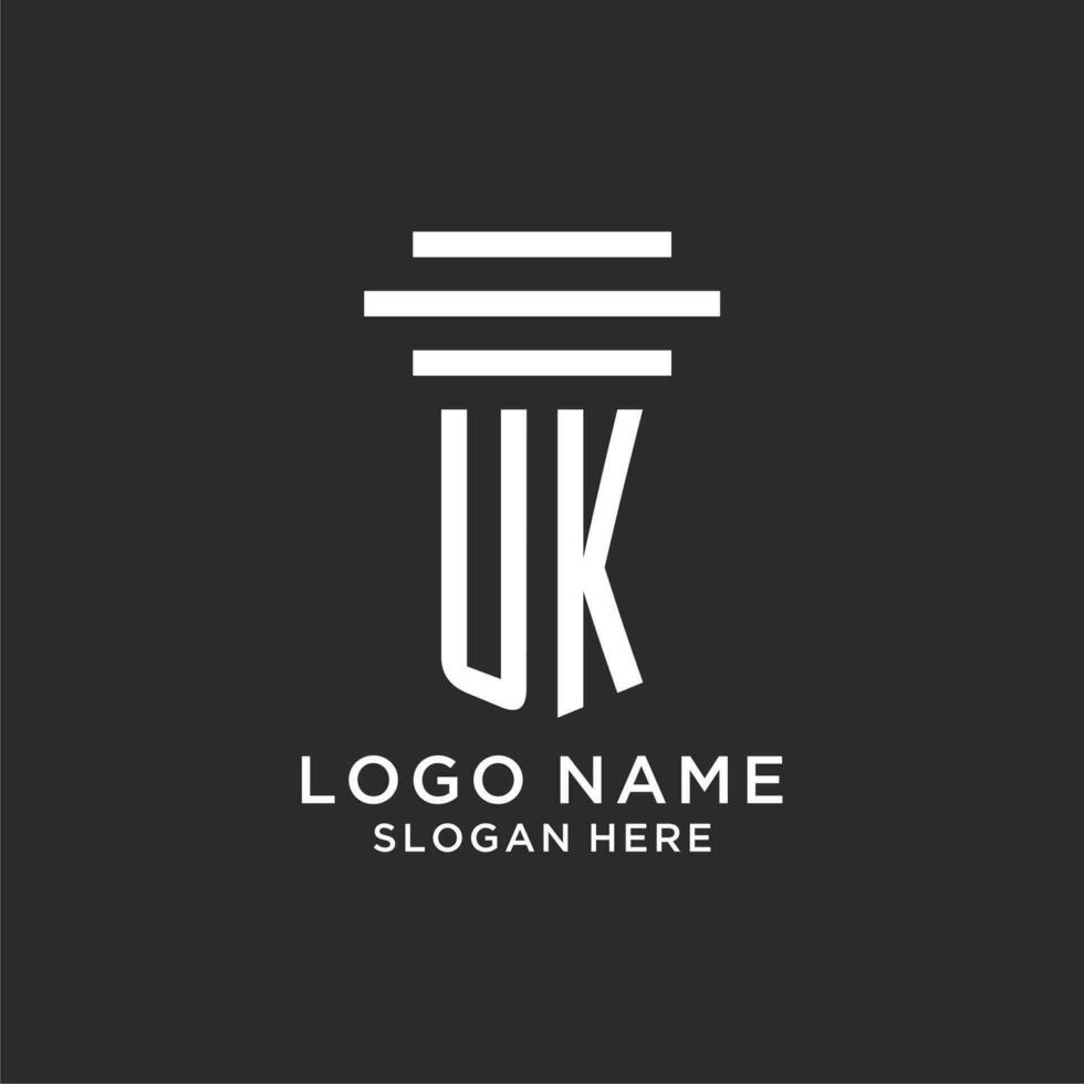 UK initials with simple pillar logo design, creative legal firm logo vector