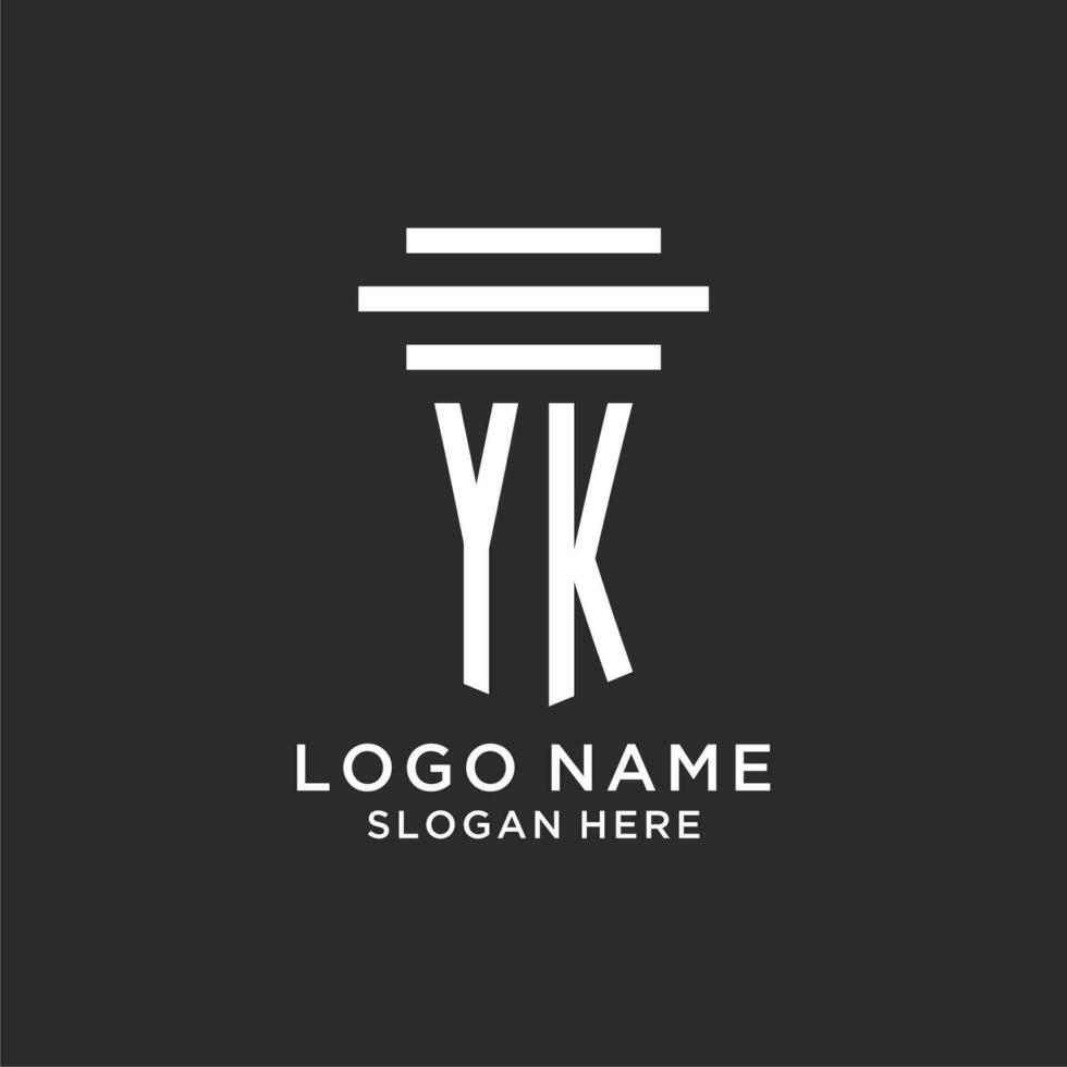 yk iniciales con sencillo pilar logo diseño, creativo legal firma logo vector
