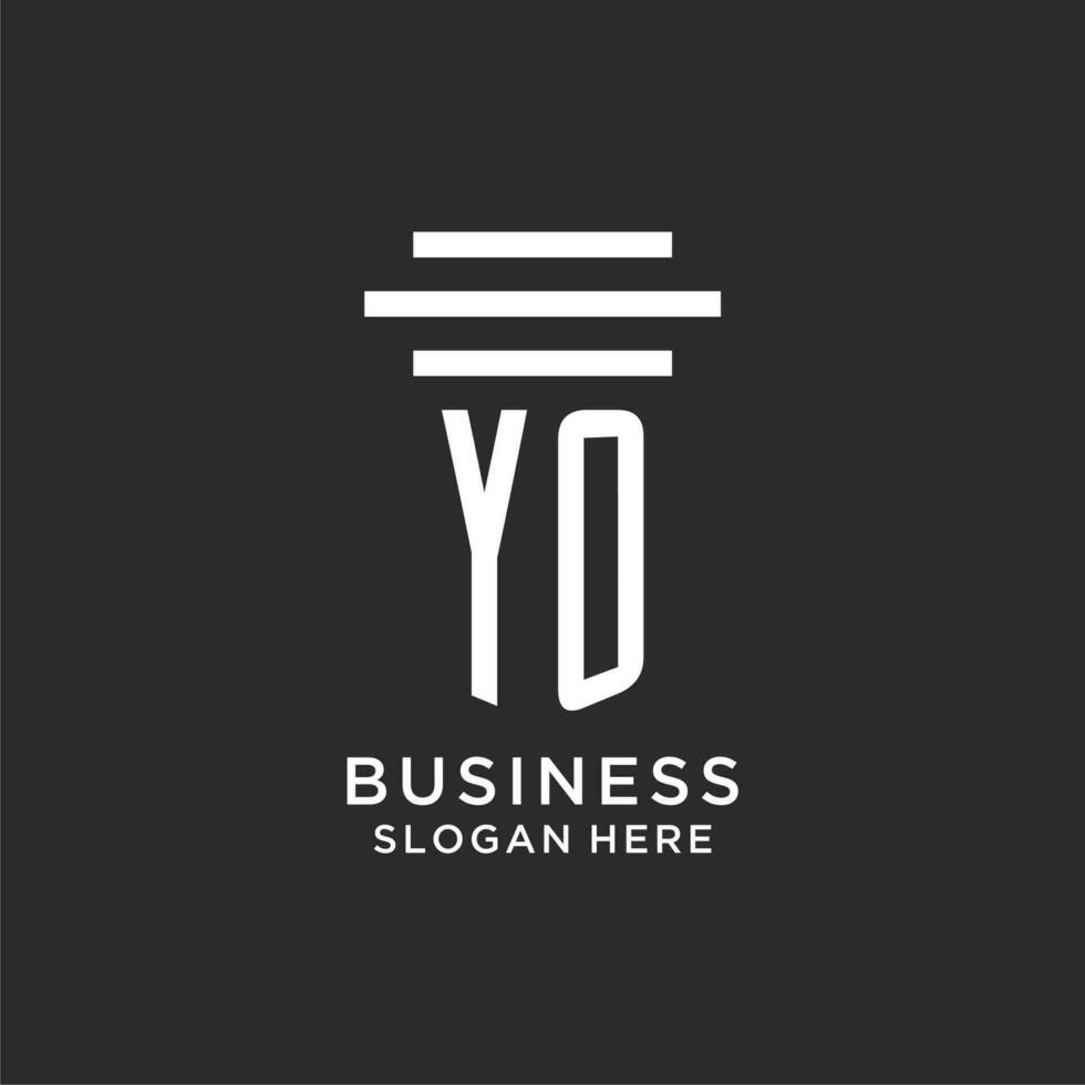YO initials with simple pillar logo design, creative legal firm logo vector