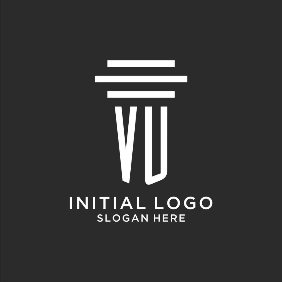 vu iniciales con sencillo pilar logo diseño, creativo legal firma logo vector