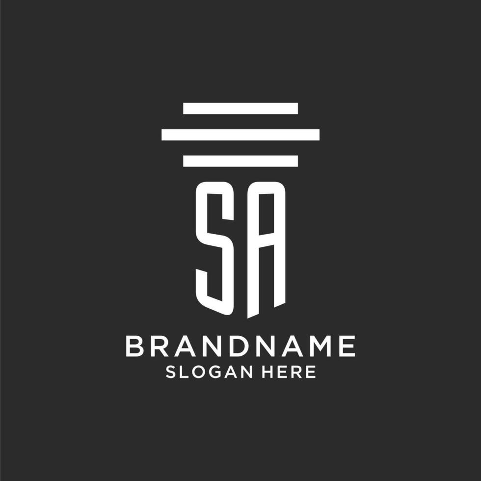 SA initials with simple pillar logo design, creative legal firm logo vector