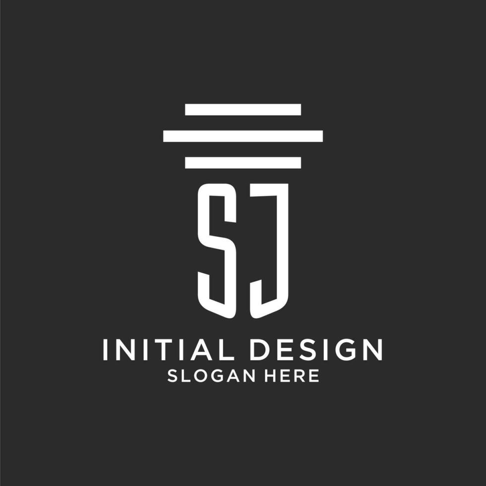 SJ initials with simple pillar logo design, creative legal firm logo vector